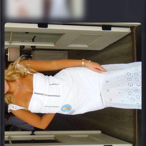 Karina Grimaldi White Eyelet Midi Dress - Picture 2 of 5